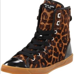 Michael Kors leopard print high top sneakers